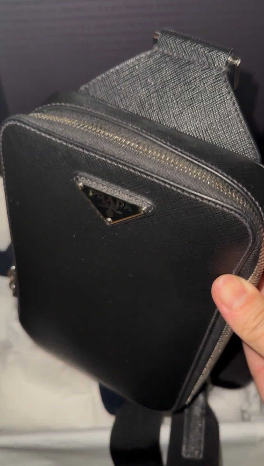 Prada Brique Saffiano Leather Bag – Black