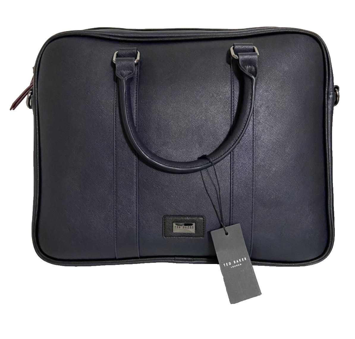 TED BAKER SPAIDI TEXTURED DOCUMENT BAG NAVY BLUE RETAIL $250 NWT