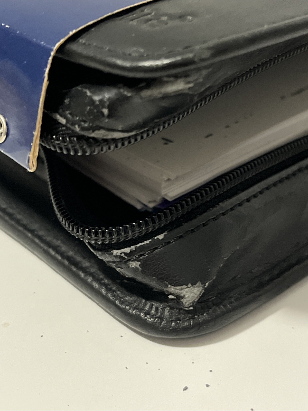 SAMSONITE Black Leather Zip-Around 3-ring Agenda Zippered Inner Pocket 2002
