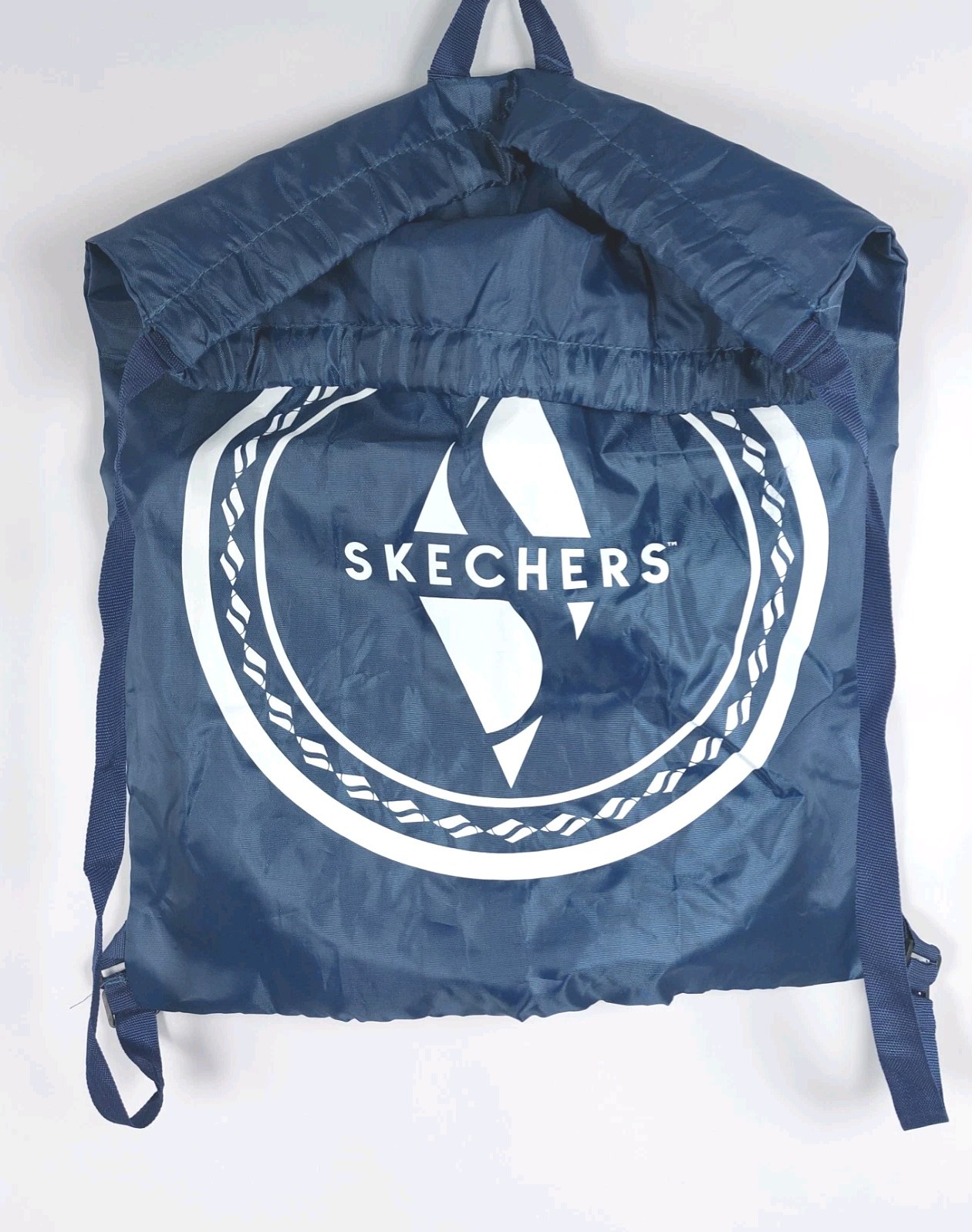 Skechers Backpack Nylon Drawstring Gym Shoe Bag Carry Tote Navy Blue Lightweight