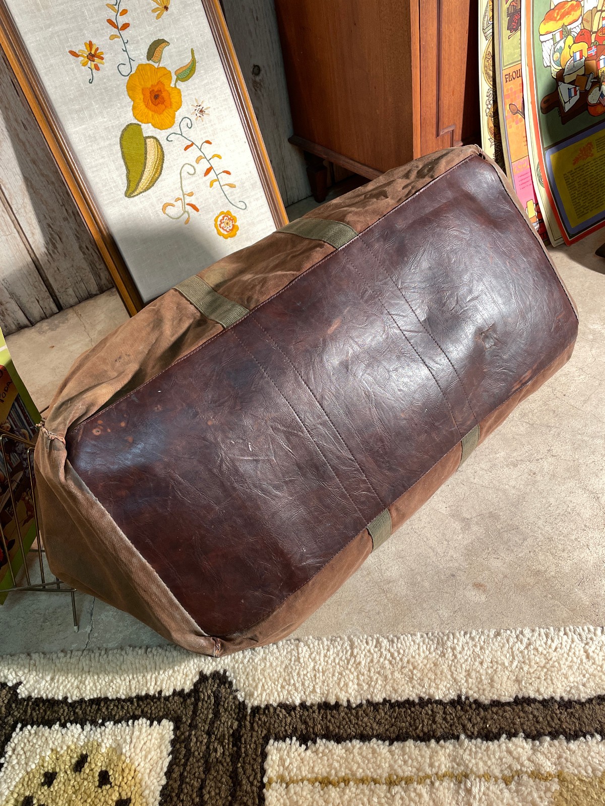 Vintage 60s / 70s Extra Large LL Bean Duffel Weekend Bag 26″ Maine Talon Zip