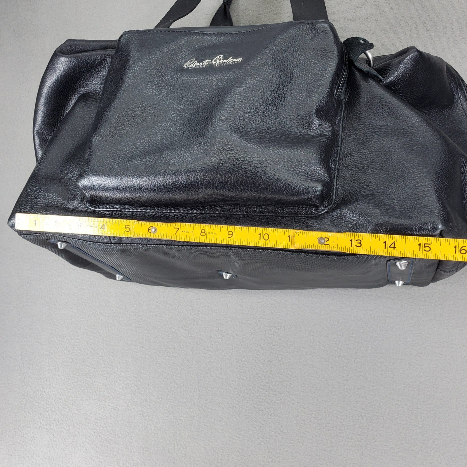 Robert Graham Duffel Bag Black Leather Pebbled Weekender Travel Luggage Bag