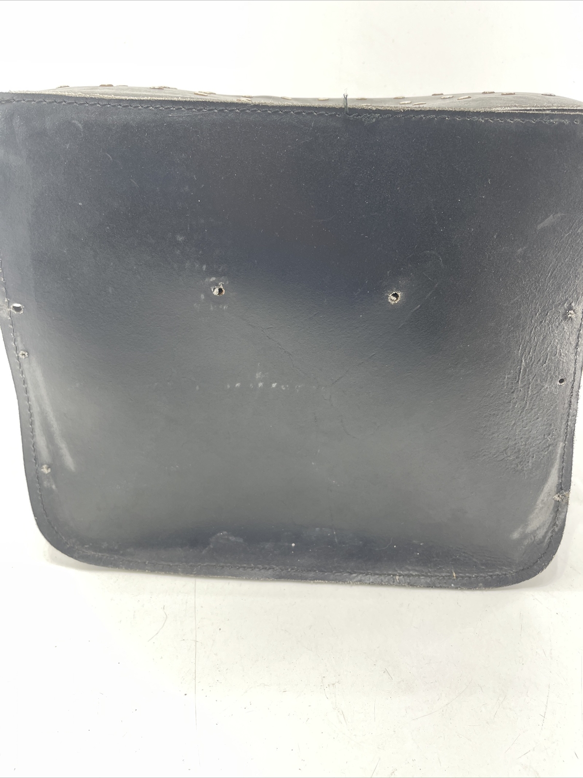 Handcrafted Black Leather Saddle Bag Motorcycle Luggage Storage Bag