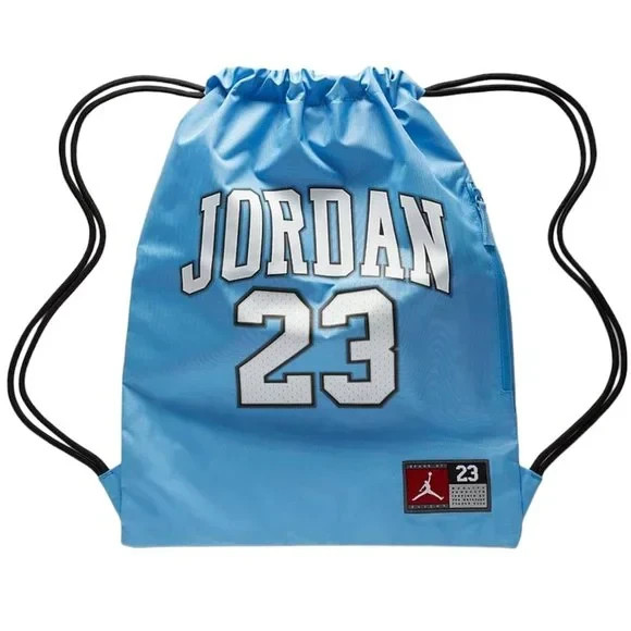 Nike Jordan Gym Sack Blue Drawstring Backpack Zip Pocket Lightweight Bag
