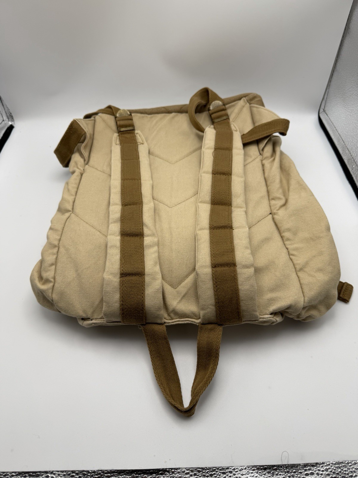 Canvas Rucksack Backpack Tan Minimalist Vintage Style Pack 18×14 YKK Zipper