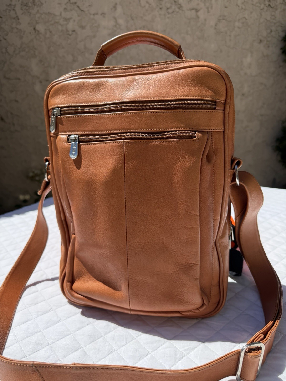 Nice Piel Chestnut Brown Leather Bag Colombian Made Padded Satchel Messenger Bag