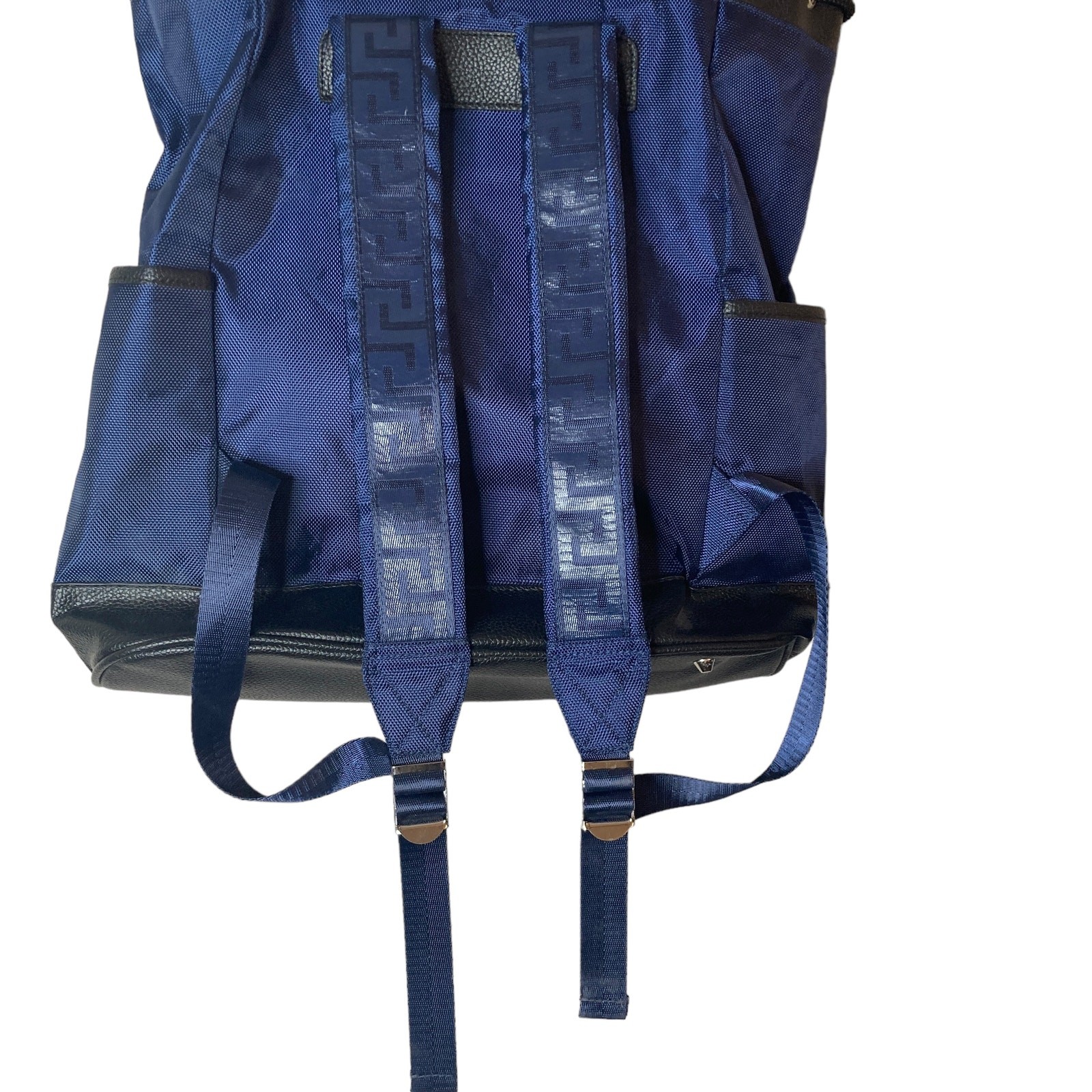 Versace Parfums Mens Back Pack Blue Nylon Leather New COA 16.5×16