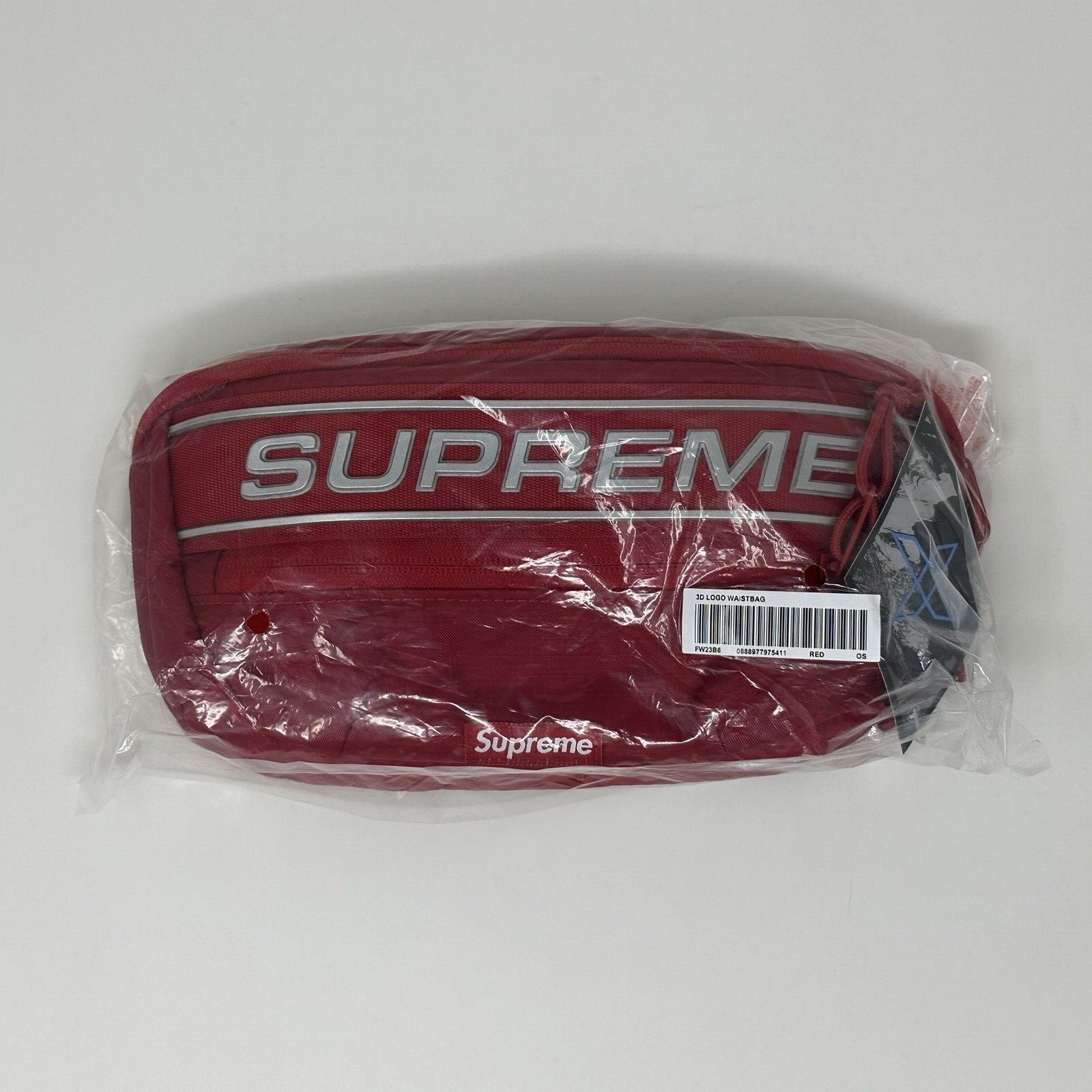 Supreme FW23 3D LOGO Waist Bag Red Grey Silver Box Logo Spellout 100% Authentic