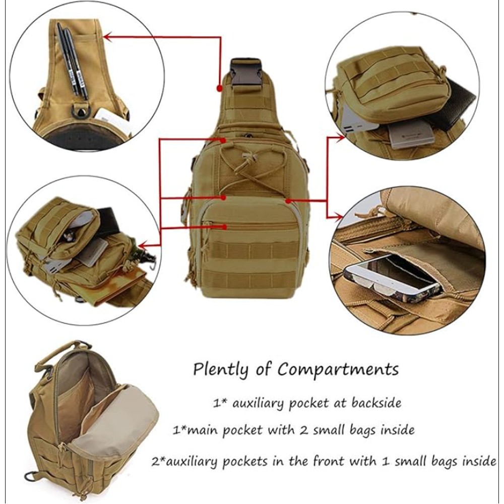 Tactical Sling Bag Pack Small EDC Molle Assault Military Army Shoulder Backpack