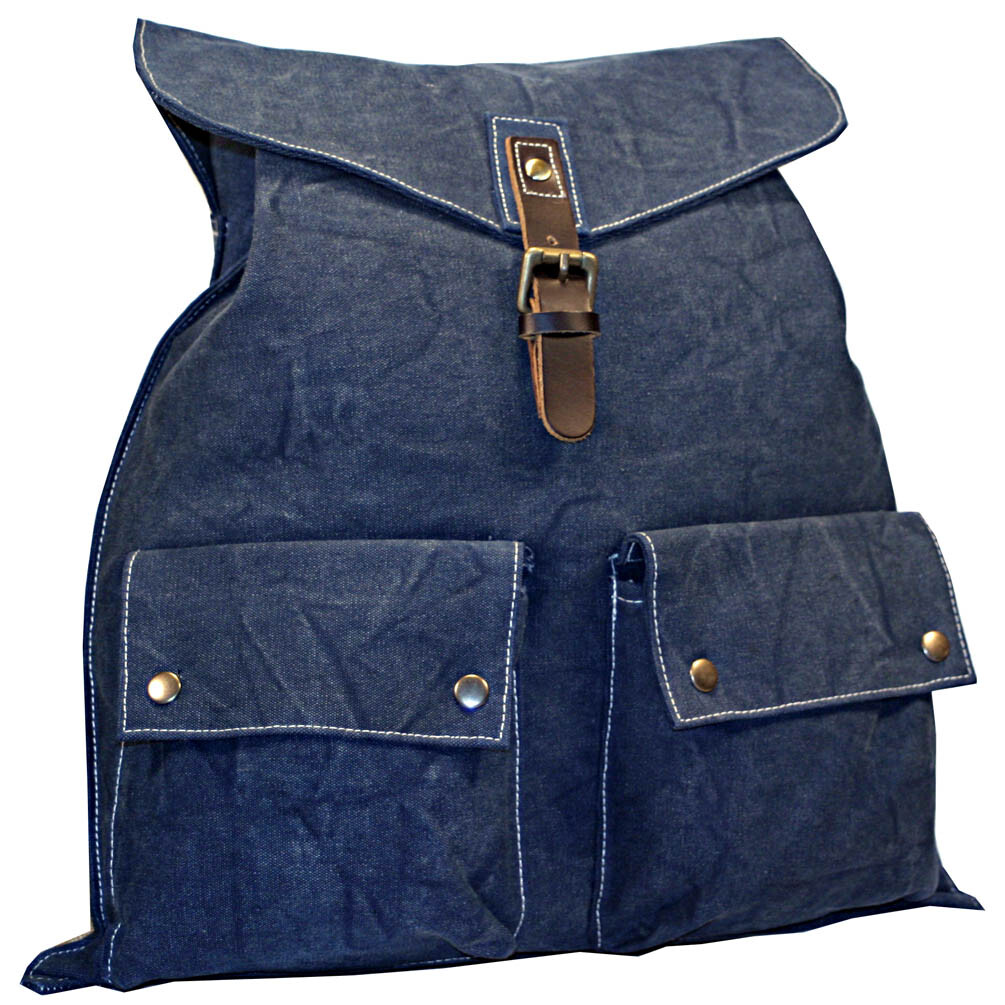 Mens Heavy Cotton Canvas Navy Blue Sailors Daypack Backpack
