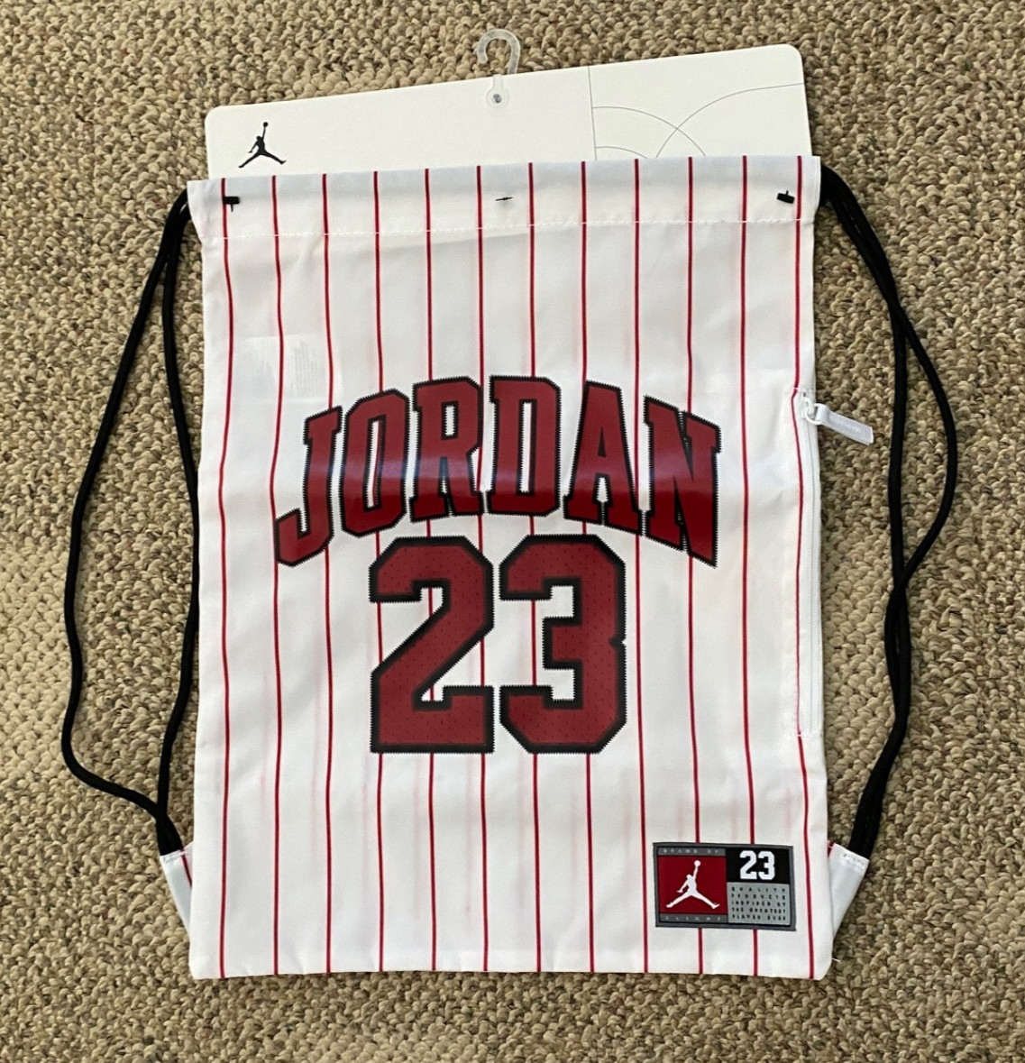 Nike Jordan 23 Jersey Drawstring Gym Sack Bag 9A0757 White/Red One Size