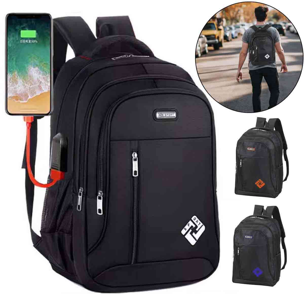 17″ Large Laptop Backpack Waterproof Business Travel Bag w/ USB Charge Port