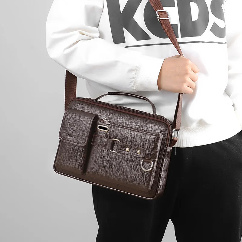 Men Shoulder Bag Pu Leather Business Messenger Bag for Man New