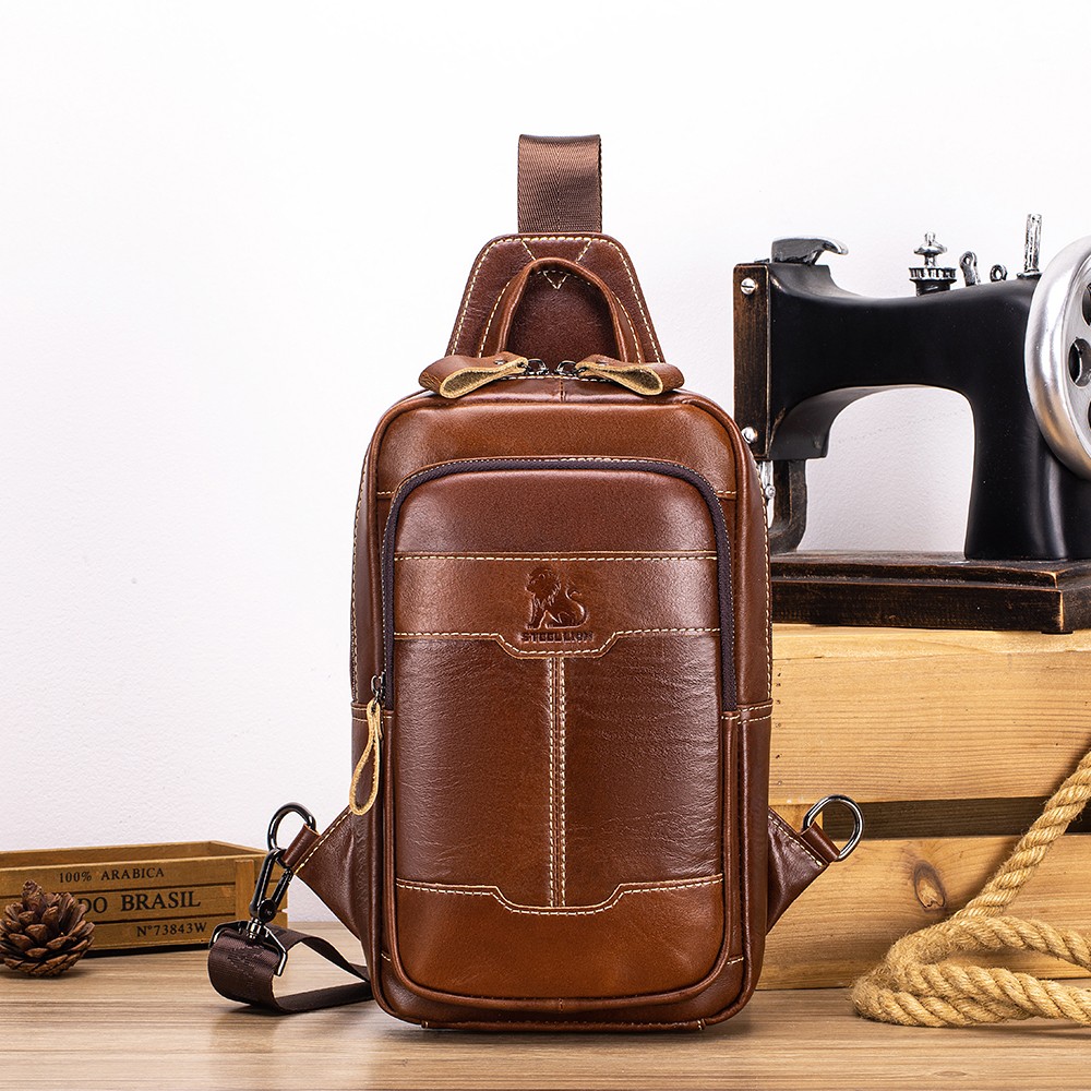 Men’s Genuine Leather Sling Chest Shoulder Bag Crossbody Satchel Backpack New