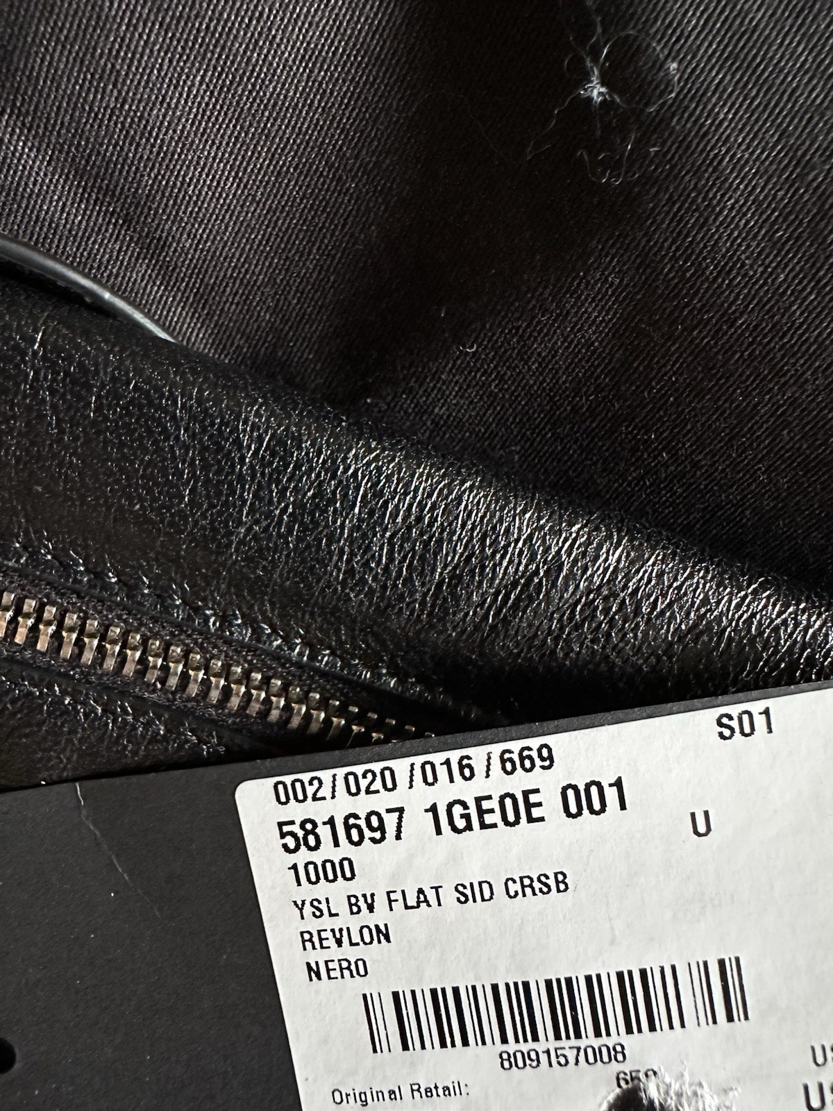 New Saint Laurent SID flat crossbody bag in antiqued lambskin Black 581697