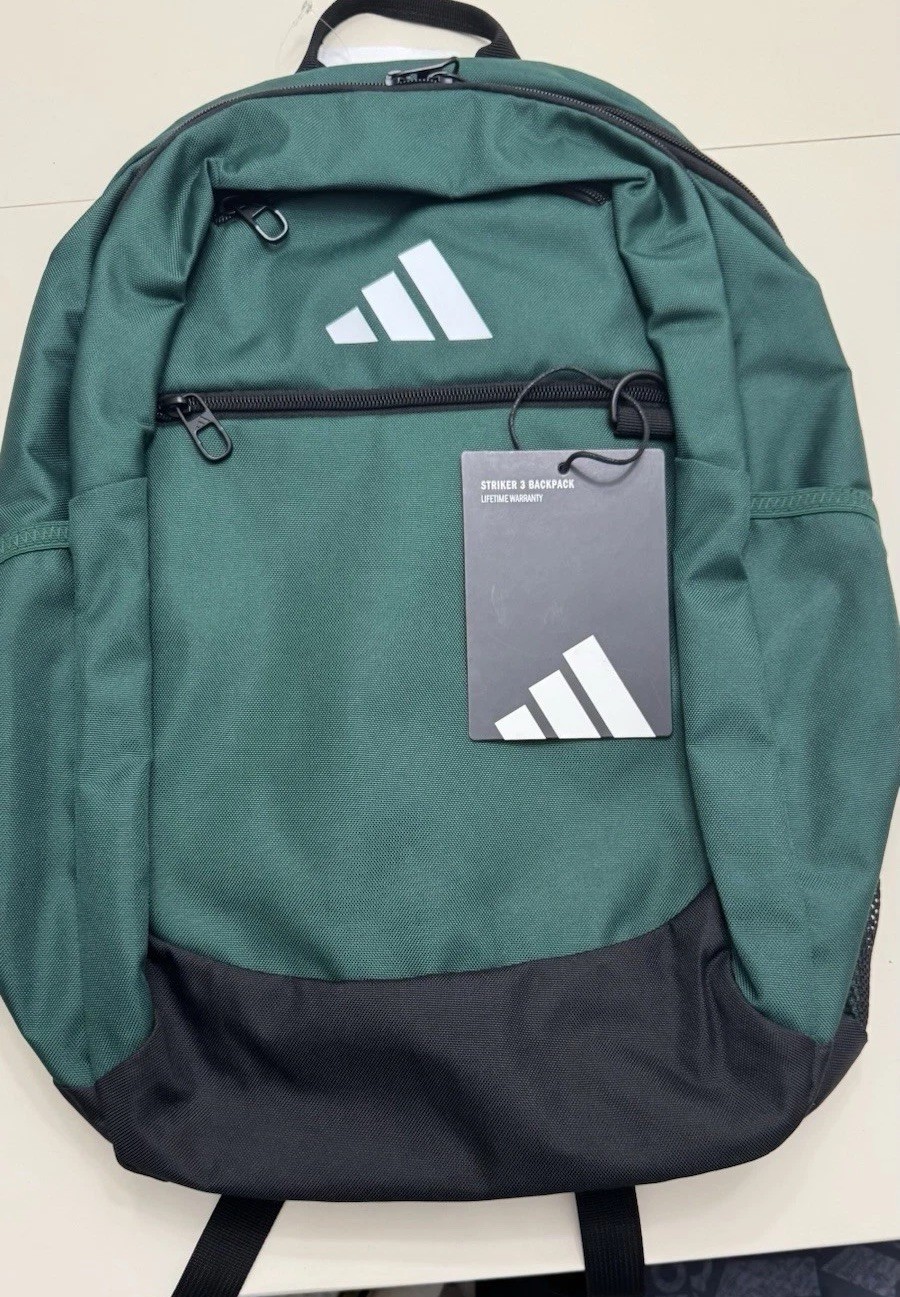Adidas Striker 3 Backpack Green Black School Bag- Travel Sport Laptop
