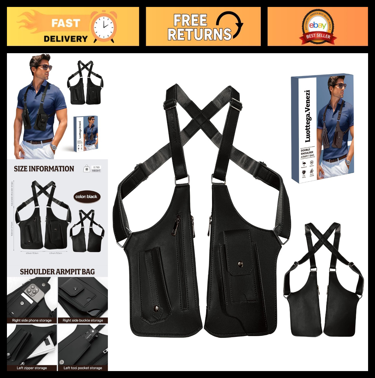 Multi-Purpose Anti-Theft Double Shoulder Armpit Bag, Tactical Wallet Holster Pou