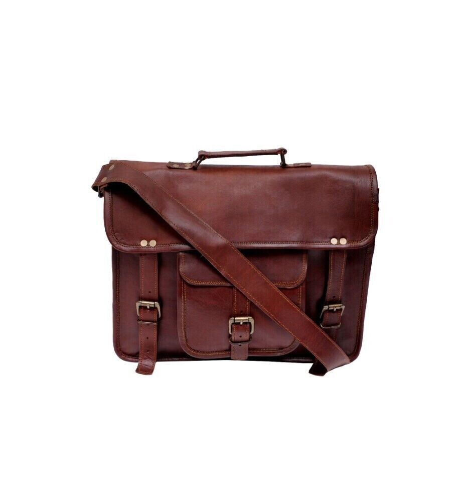 51 CM Bag Laptop Messenger Leather Briefcase Satchel Men’s Shoulder Genuine