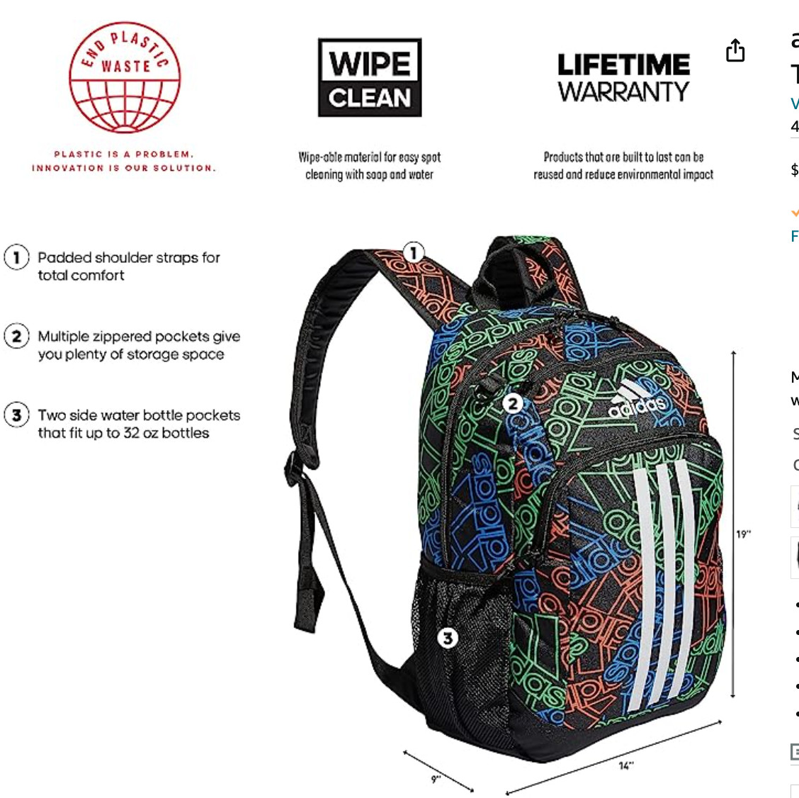 NEW Adidas Young BTS Creator 2 Backpack Brasilia Student Hustle Sport Boss Toss