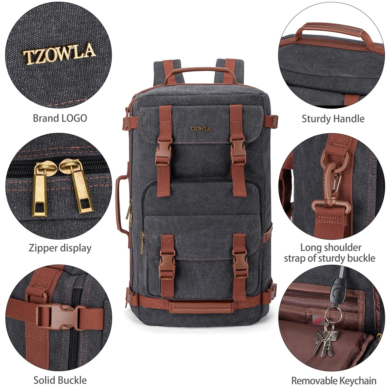 Canvas Travel Backpack Carry on Flight Approved,Large Vintage Messenger Bag,3…