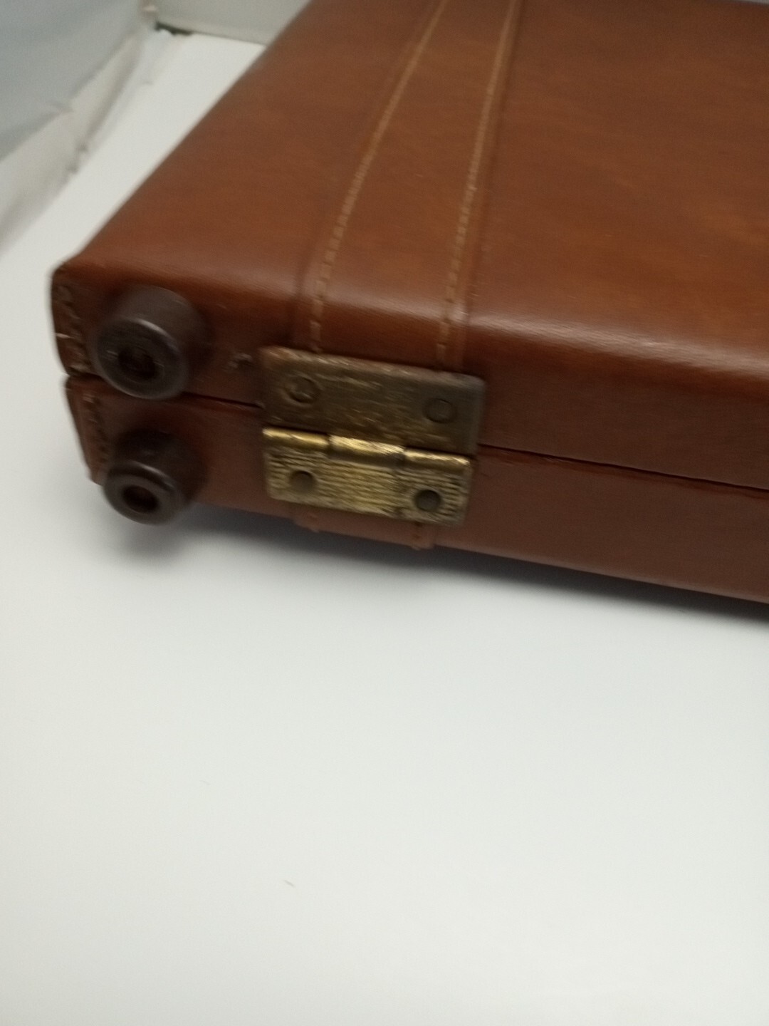 Vintage Stebco Business Briefcase Brown Leather Made In Spain Missing Handle