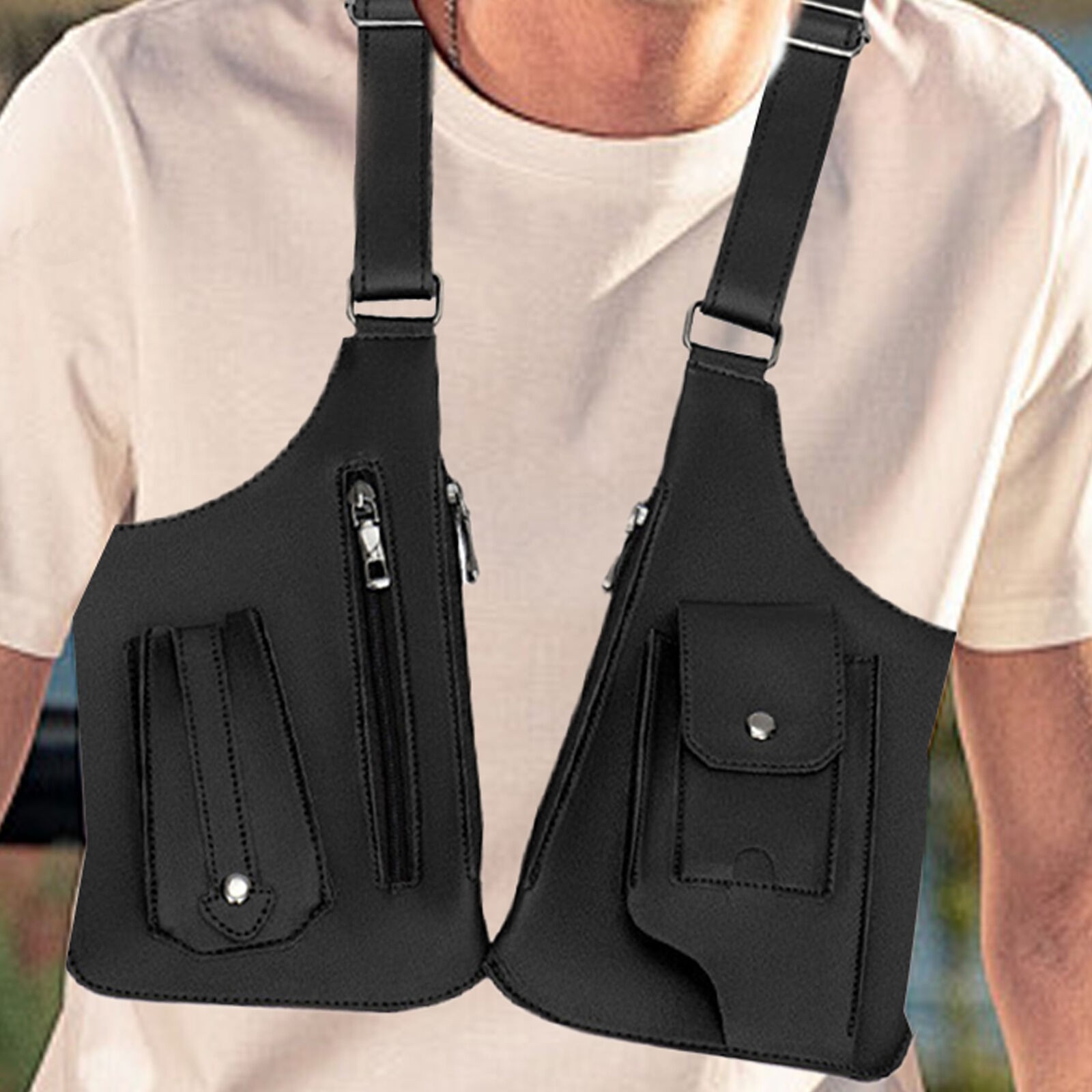 Adjustable Anti-Theft Underarm Shoulder Bag PU Leather Wallet Holster Bag