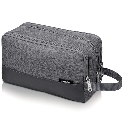 Toiletry Bag for Men Hanging Dopp Kit Water Resistant Shaving Denim Grey