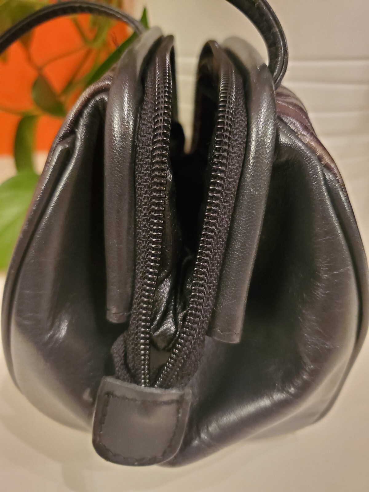 Perry Ellis Portfolio Black & Brown Genuine Leather Crossbody