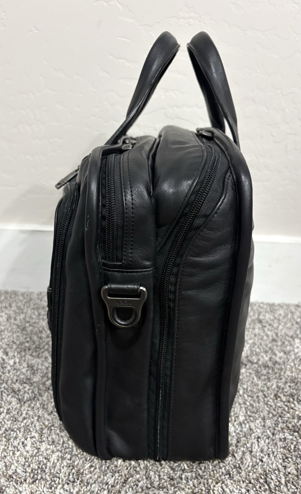 TUMI ‘Alpha 3’ Black Leather Laptop Organizer Briefcase – 117320