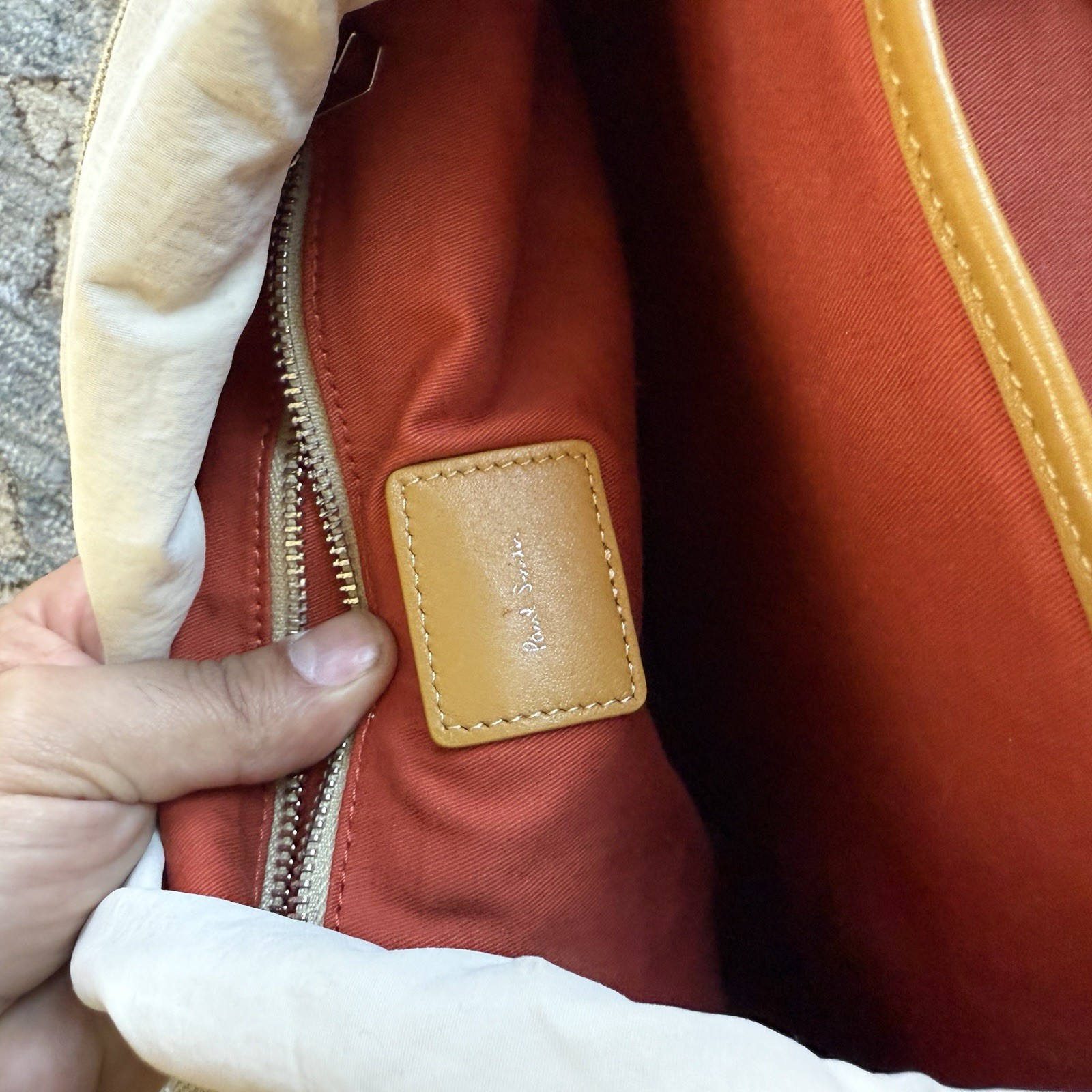 Paul Smith Canvas Backpack In Sand Beige Cotton Linen Blend Leather Trim $675