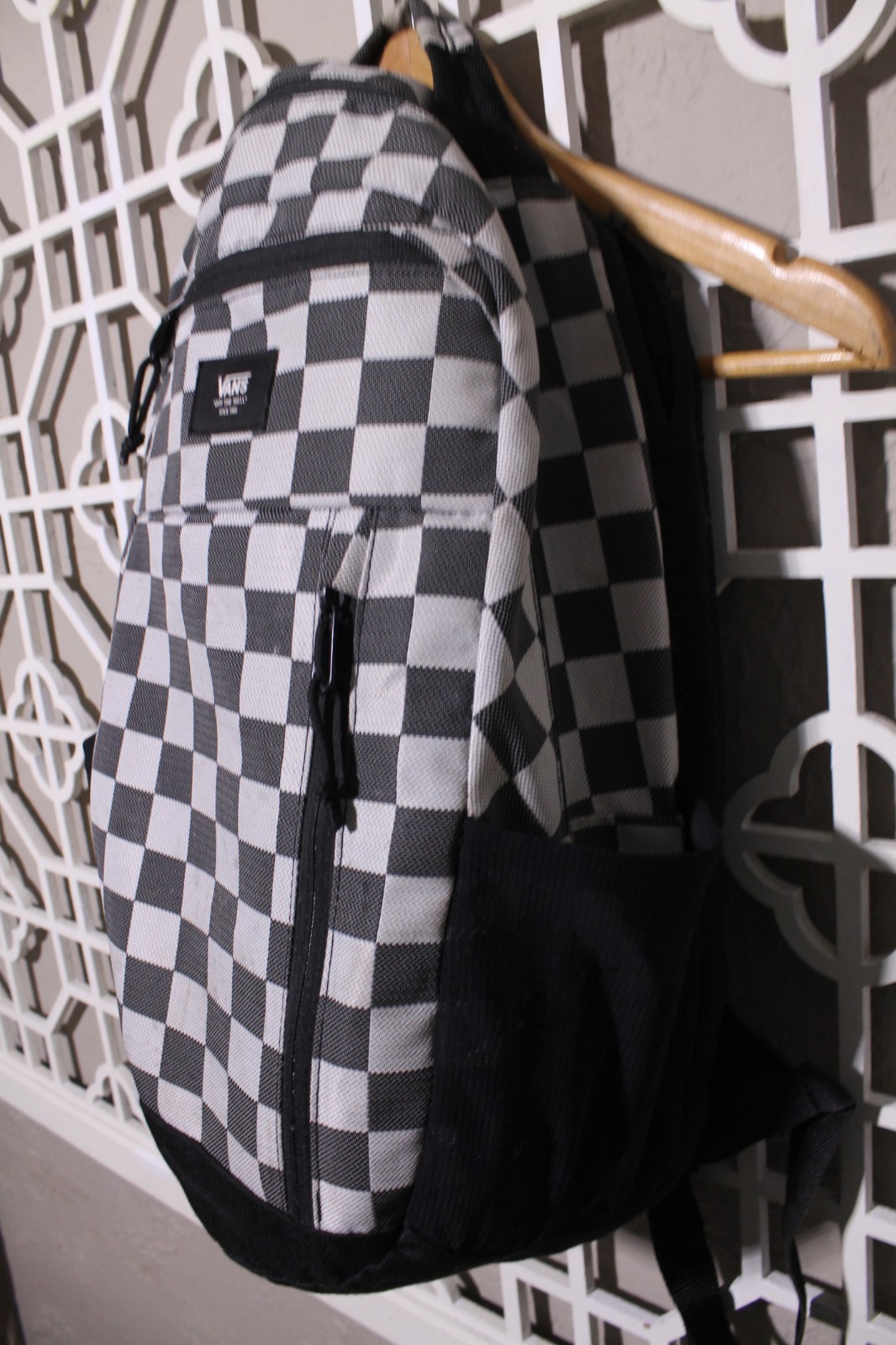 Vans Off the Wall Backpack Black White Book Bag College Checkerboard 19x12x7