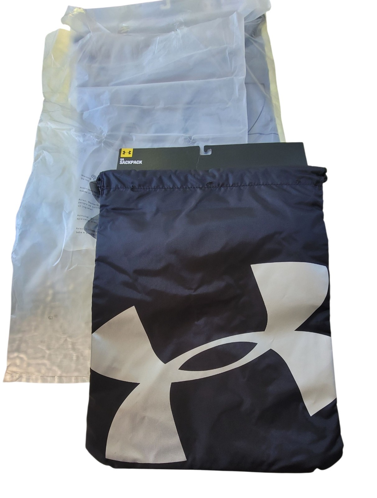 2 TWO NEW Under Armour Ozsee Sackpacks Drawstring Backpack Gym Bag, Black/Steel
