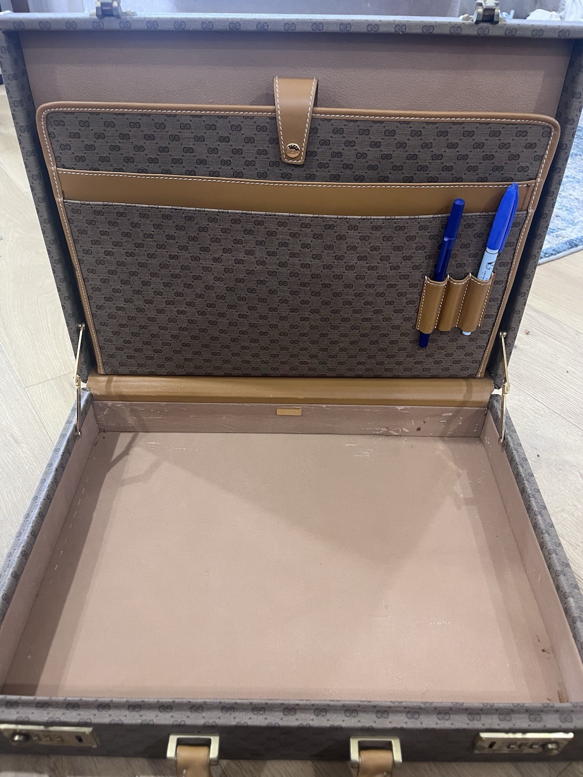 Vintage Gucci GG Supreme Web Stripe Hard Attache Briefcase Case Italy Rare