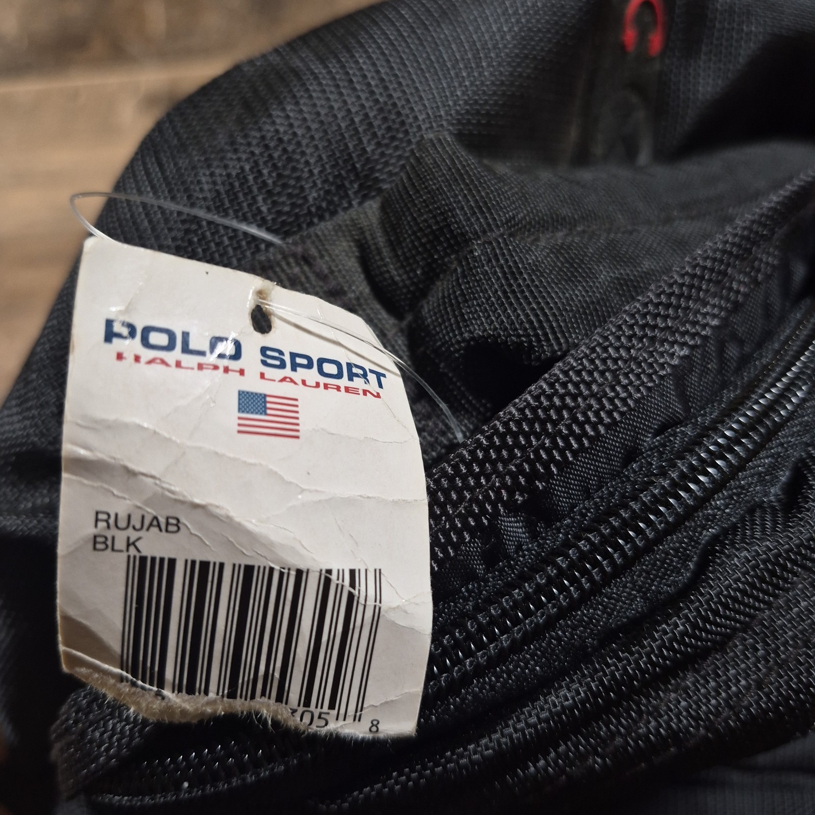 Vintage Polo Sport Ralph Lauren Navy Backpack USA Flag Logo 90s Nylon