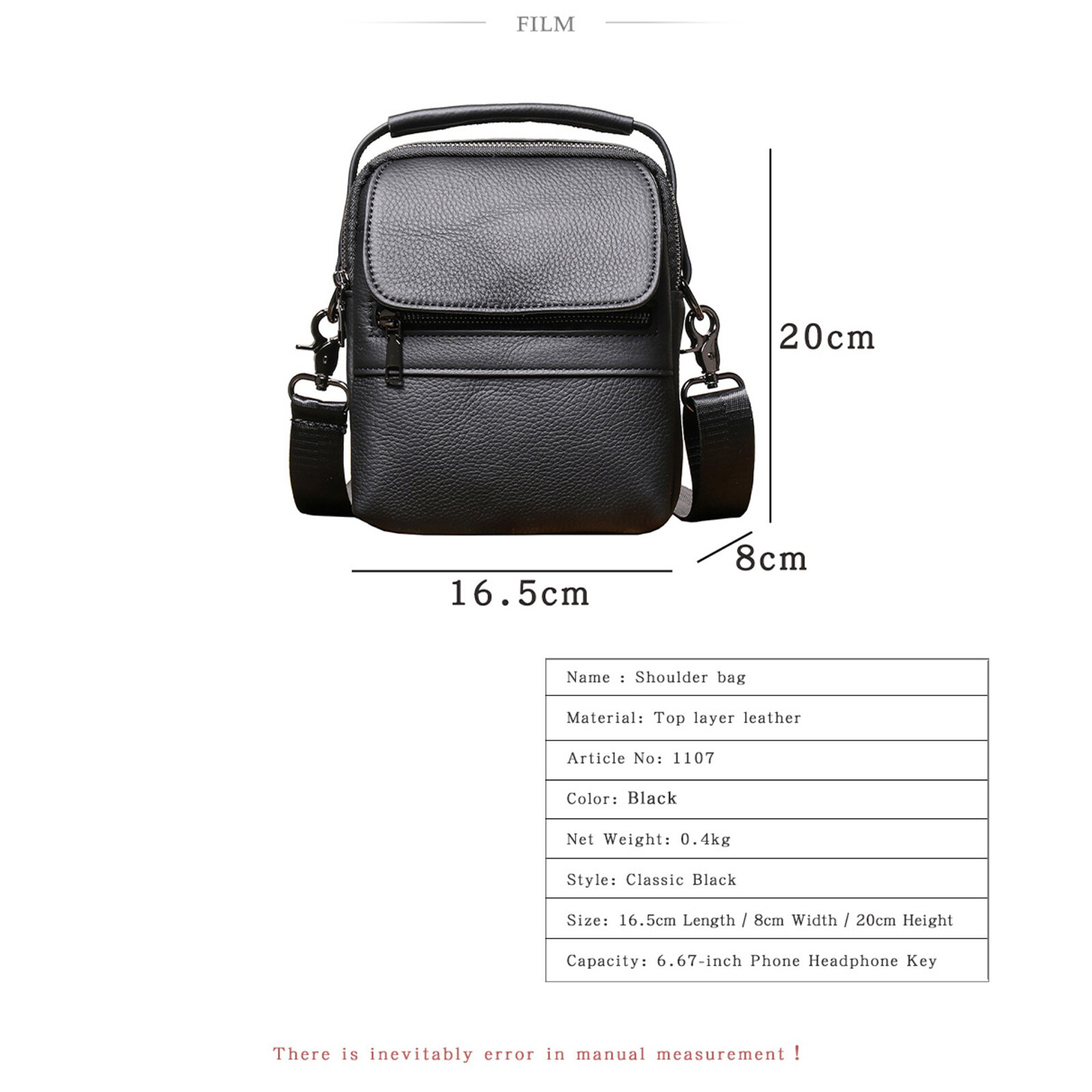 Men’s Small Leather Crossbody Bag Compact Travel Shoulder Bag Organizer