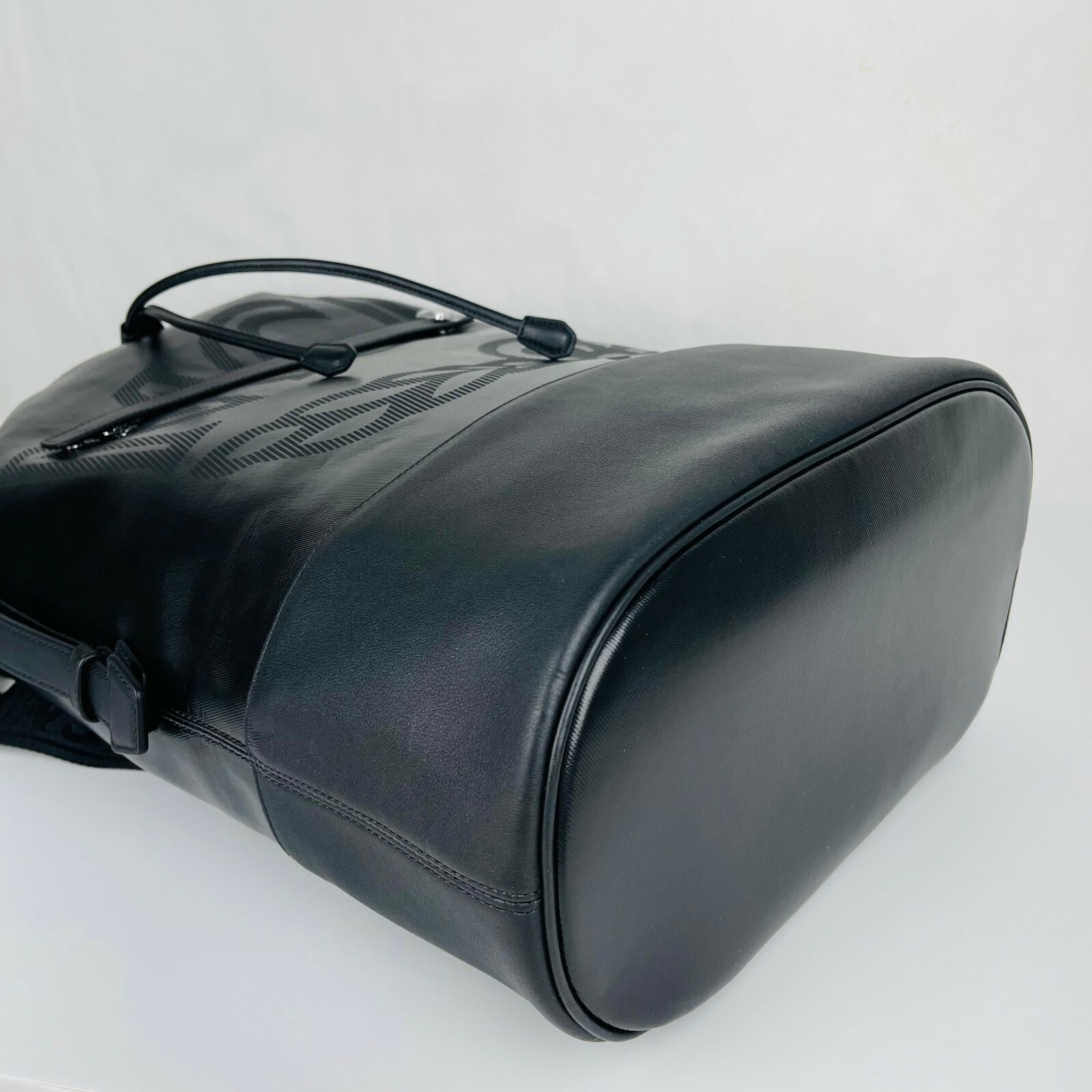 with tags $1120 MCM Tivitat Black Coated Canvas Large Drawstring Backp G1N