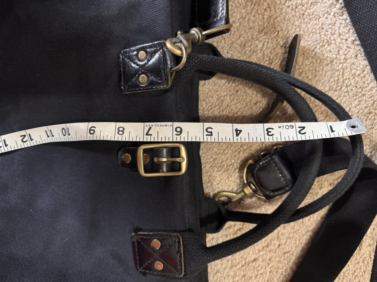 BillyKirk Black Canvas and Leather Carryall Bag Waxed Crossbody Strap Tote EUC