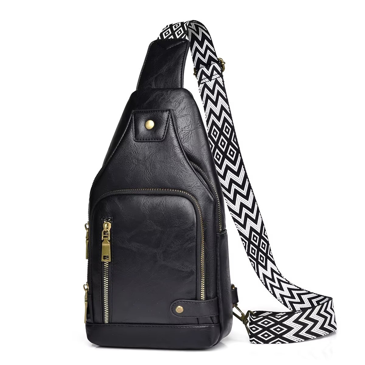 New Men’s Sling Backpack functional Leather Chest bag Crossbody Bag Shoulder Bag