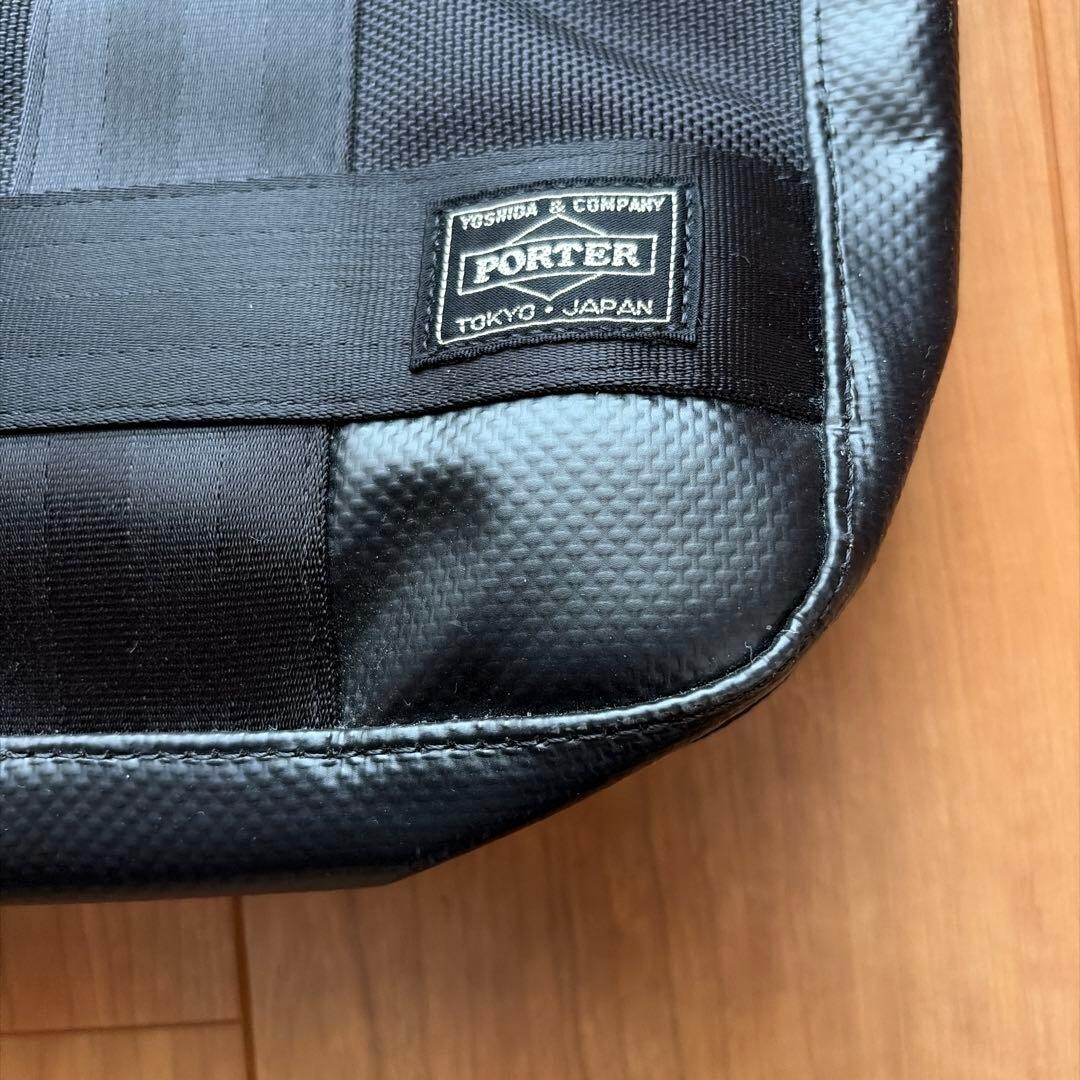 PORTER HEAT Expandable Tote Bag Black A4 Business 36x36x10cm to 16cm Auth
