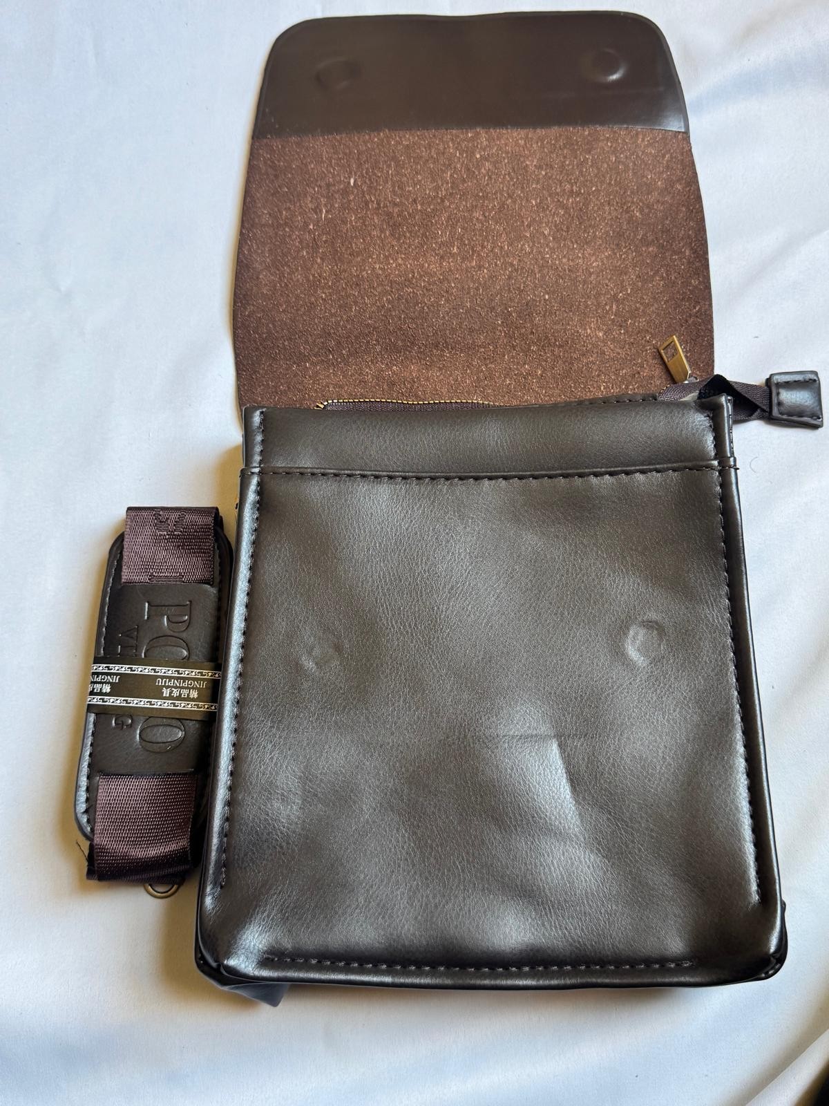 POLO VIDENG Men’s Black Messenger Bag Zip Magnetic Shoulder Strap Nylon Solid