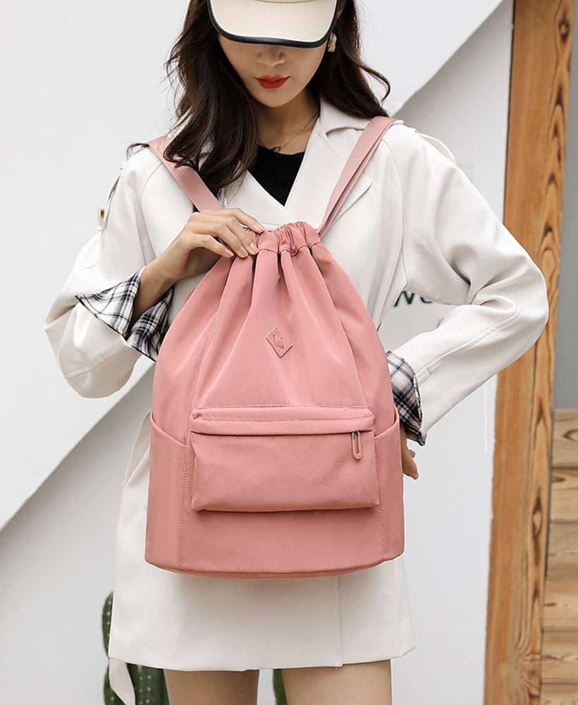 Drawstring Bag Sling Backpack Heavy Duty Gym School Day Waterproof Pouch Nylon