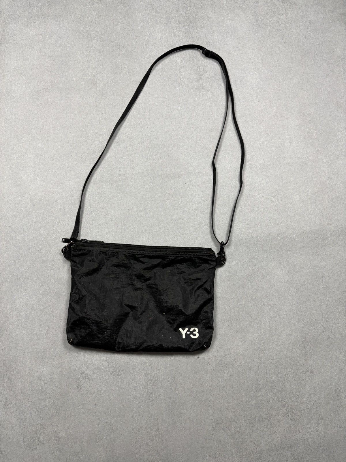 Y-3 Yohji Yamamoto Adidas Black Nylon Crossbody Shoulder Bag Minimalist Japan
