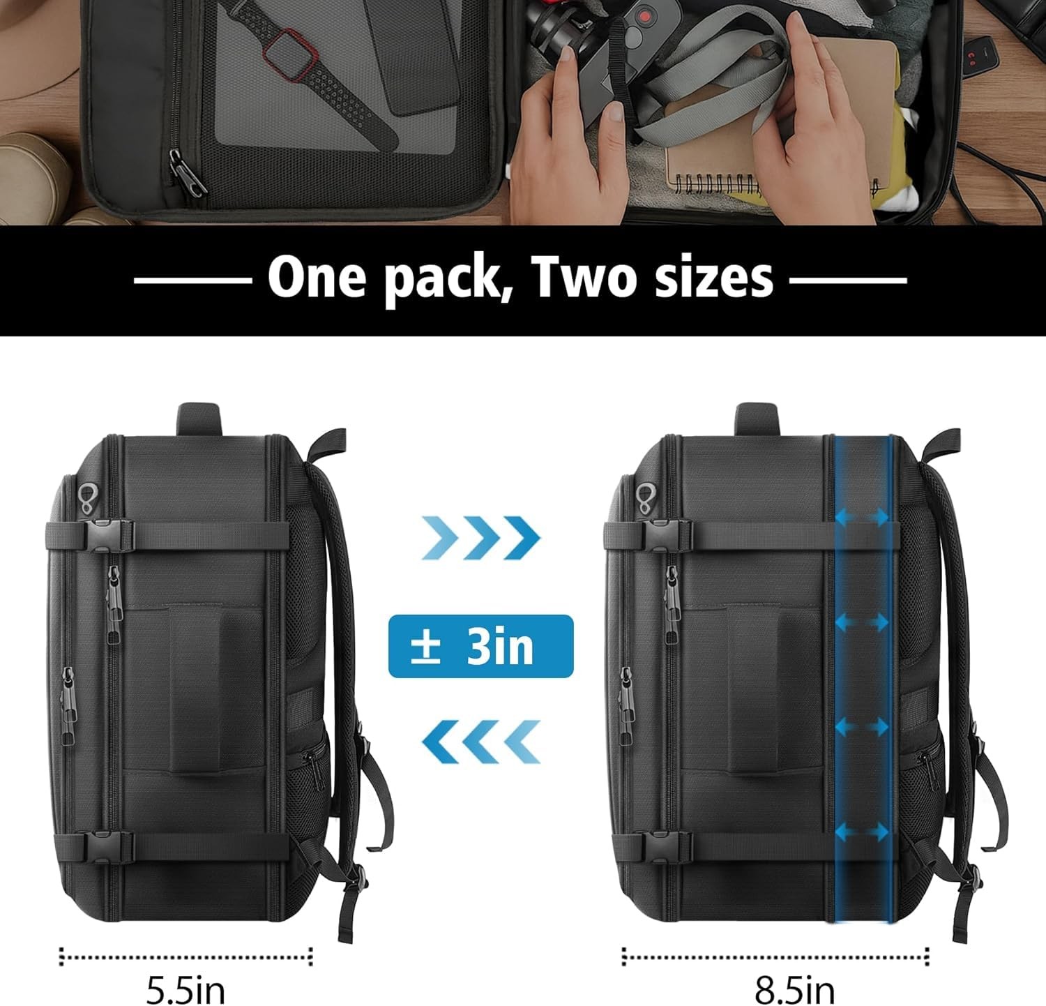 Ample Space Travel Backpack with LifetimeWarranty,Expandable Carry on Backpac…