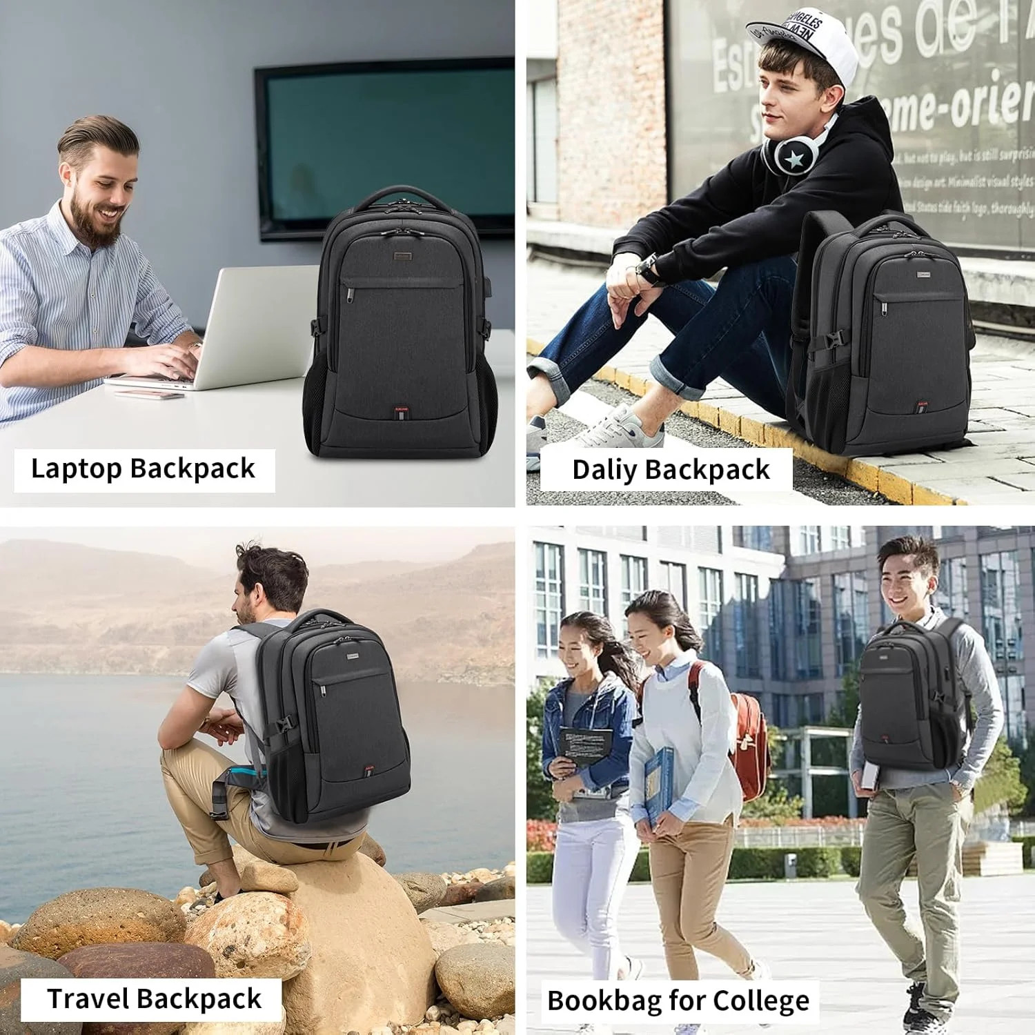 DUSLANG 17 Inch Laptop Backpack for Travel Water Resistant College Backpack for