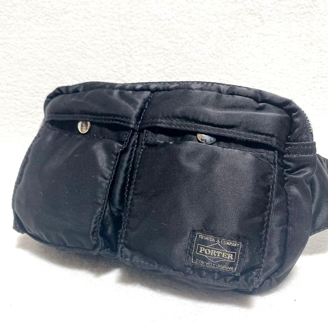 PORTER TANKER Waist Bag Body Bag Black Nylon Made in Japan Unisex 79 chars