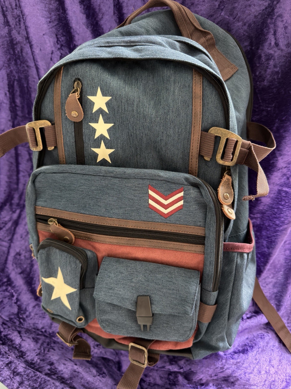 Spencer’s Blue Military Stars And Stripes Backpack