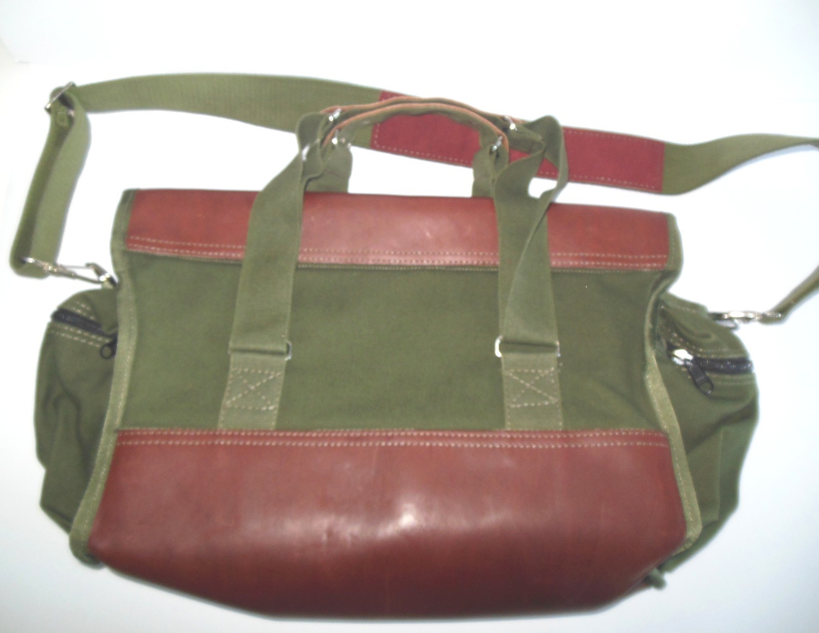 Orvis Battenkill Duffle Bag Canvas Leather Green Travel Kit Camera Bag Vintage