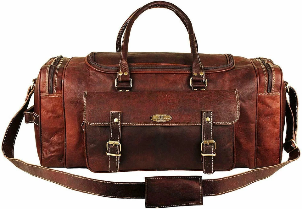 Mens Bag Leather Duffle Travel Luggage Genuine Weekend Overnight New