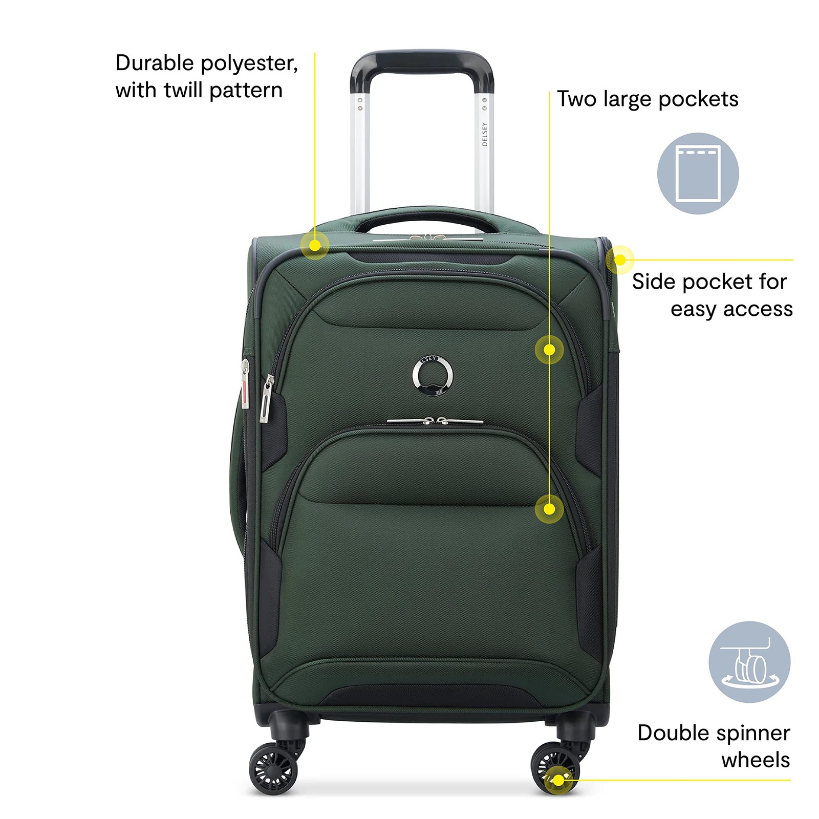 DELSEY Paris Sky Max 2.0 Softside Luggage with Spinner Wheels 21 Inch U4