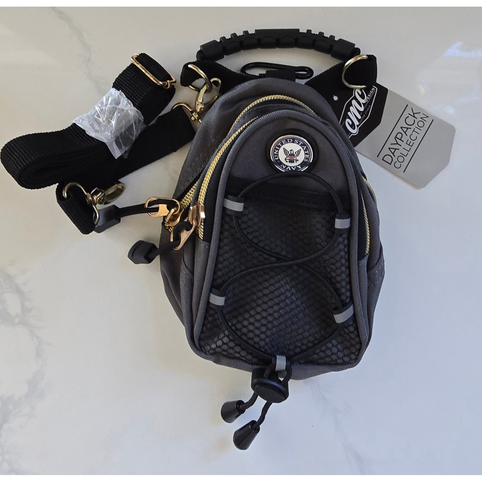 7×5 CMC US Navy Daypack Collection Mini Crossbody Bag Grey Gold Hardware NWT